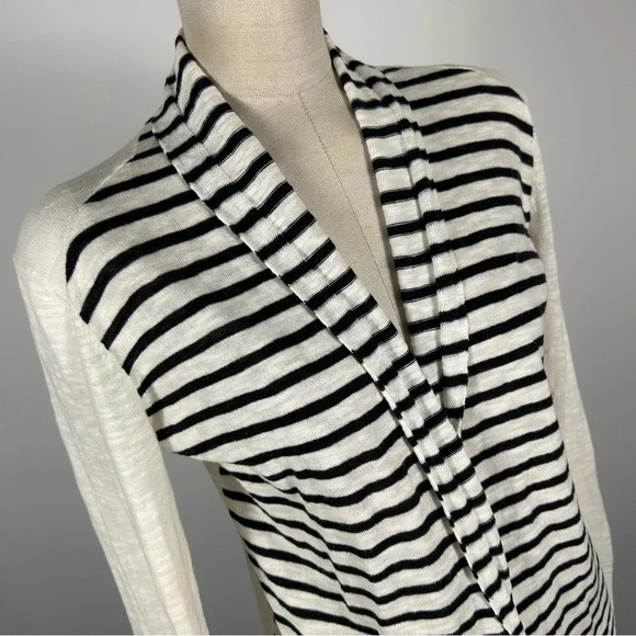 LILLA P black and white stripe open cardigan S - Picture 5 of 12